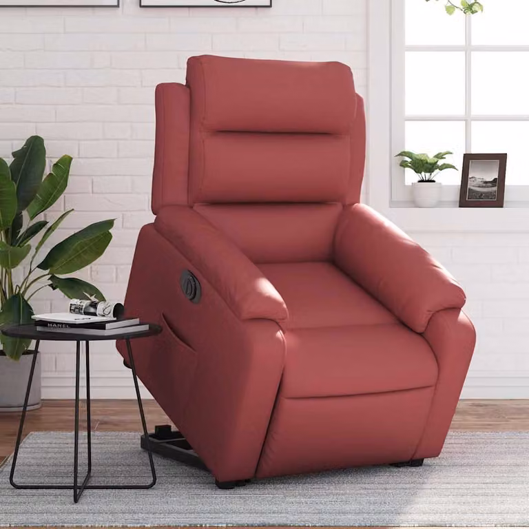 Poltrona Alzapersona Reclinabile vidaXL in Similpelle Rossa con Assistenza Elettrica per Senior