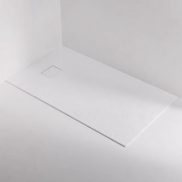 Piatto doccia rettangolare Taco Cuba in resina SMC effetto pietra colore bianco L: 160 cm, P: 80 cm