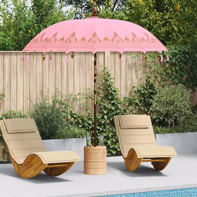 Ombrello balinese vidaXL con base in rosa, diametro: 220 cm
