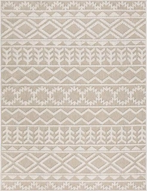 Tappeto Munico beige con effetto alto-basso e frange L: 340 cm, P: 240 cm