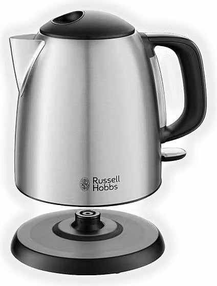 Bollitore elettrico Russell Hobbs Adventure 2400W in acciaio inossidabile, colore Black e Silver, capacità 1 l