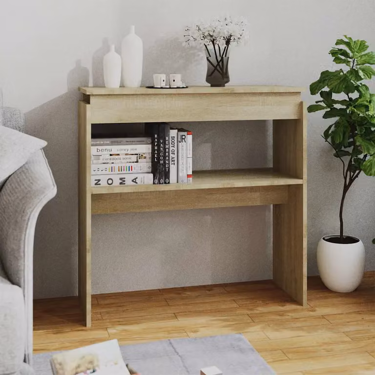 vidaXL Tavolino Consolle Moderno in Legno Rovere, L 80 cm x P 30 cm x H 80 cm