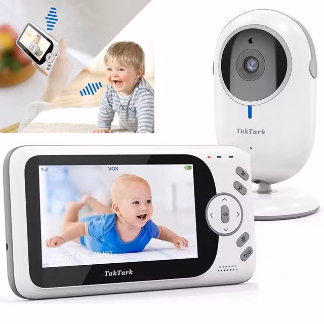 Baby Monitor Video Digitale Wireless Trade Shop Q-sx905 con Monitor LCD da 4.3 pollici, Visione Notturna e Audio Bidirezionale, Bianco