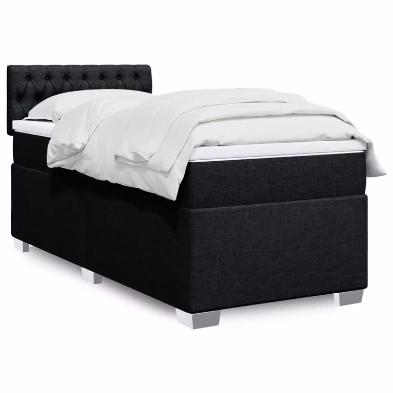 vidaXL Letto Ibrido con Materasso e Struttura Imbottita in Tessuto, Nero e Bianco, L/P/H: 90 x 200 cm