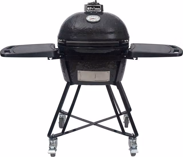 Barbecue Kamado Primo Charcoal All in One in Ceramica Ovale con Carrello Nero Formato Junior
