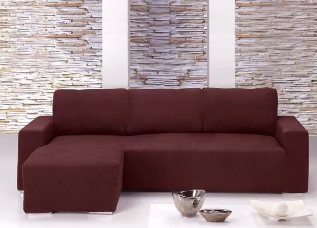 Copridivano con Penisola Chaise Longue Modello Capri Biancheriaweb Bordeaux Sinistra