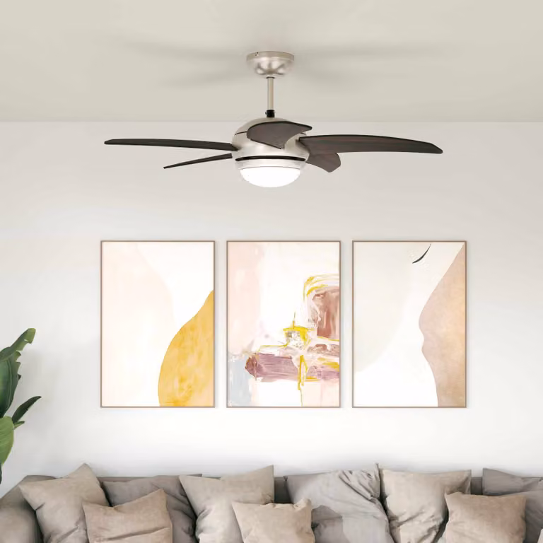 vidaXL Ventilatore da soffitto con luce e telecomando, Ø 110 cm, marrone e argento