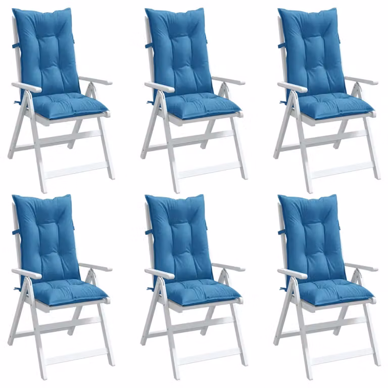 Set di 6 cuscini per schienale di sedia vidaXL in tessuto blu mélange, L 120 cm x P 50 cm x H 50 cm x Spessore 7 cm