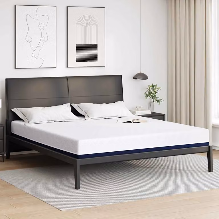 vidaXL Materasso in Gel Bianco e Blu con Tessuto Jacquard e Regolazione della Temperatura L/P: 200 x 200 cm