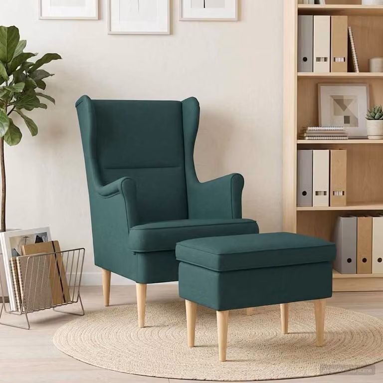 Set di Poltrona con Ottomano vidaXL in Tessuto Verde, Design Moderno per Soggiorno e Camera da Letto
