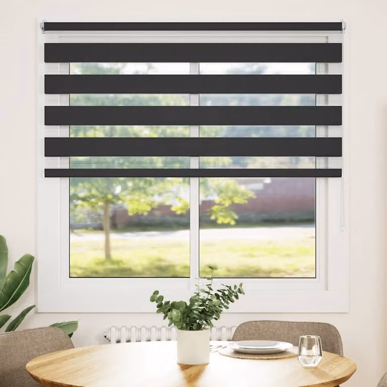 vidaXL Tenda a rullo zebrata day and night in poliestere nero L: 140 cm, H: 175 cm