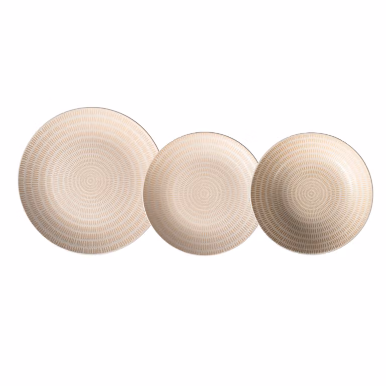 Servizio di piatti Maya Pad Printing Gusto Casa in stoneware bianco, 18 pezzi