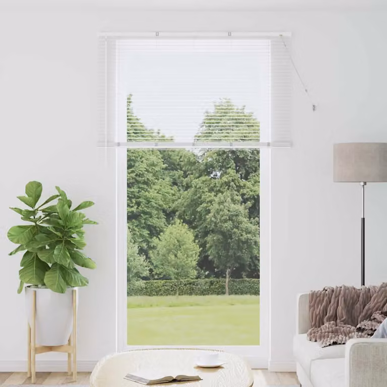 Tenda Veneziana vidaXL in Alluminio Bianco, Semi-trasparente, L: 220 cm, H: 130 cm, Larghezza lamelle: 25 mm