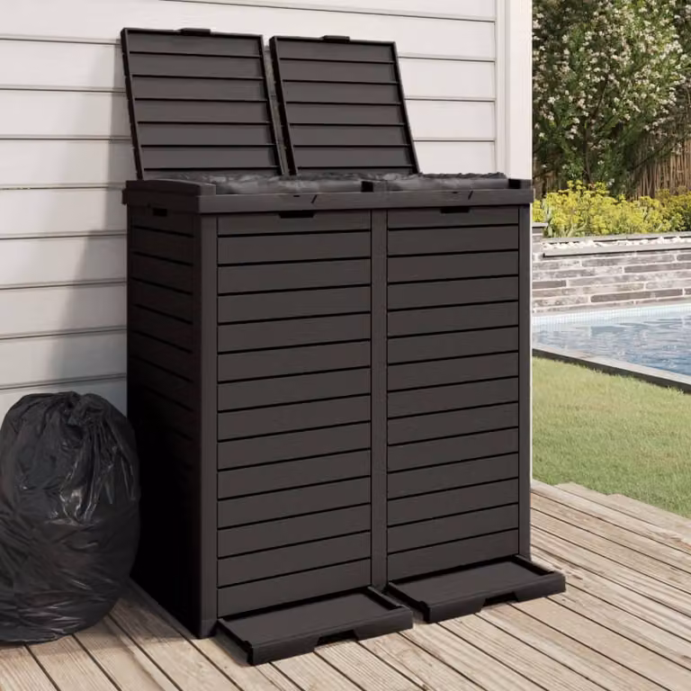 Cestino per rifiuti da esterno vidaXL nero con pedale in polipropilene L: 78 cm, P: 41 cm, H: 86 cm
