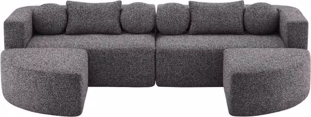 Divano modulare con funzione letto moderno Aosom Italy in tessuto nero e grigio