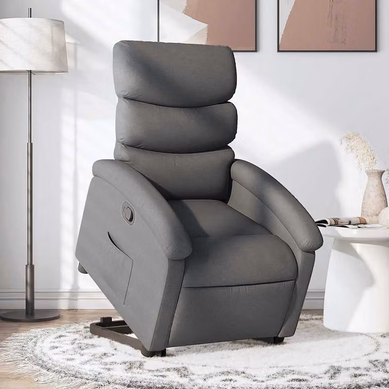 vidaXL Poltrona Alzapersona Reclinabile Grigia in Tessuto con Assistenza Elettrica