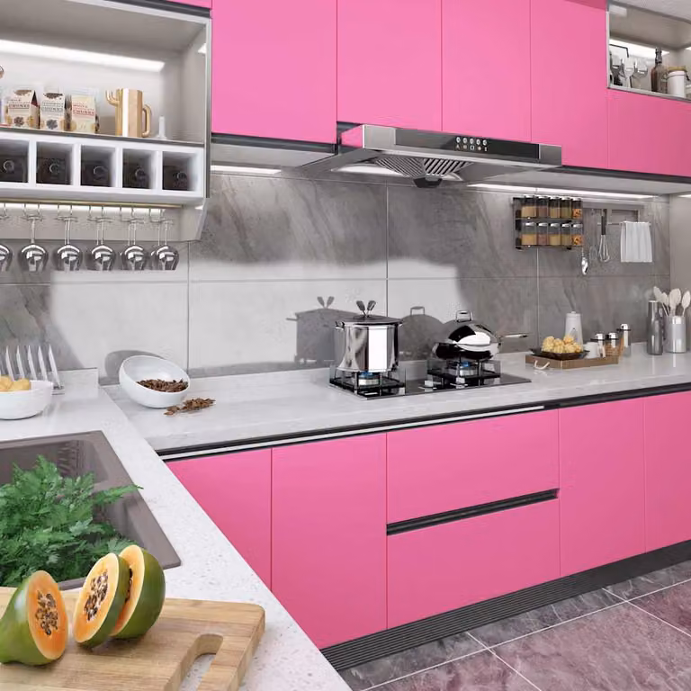 Pellicola Autoadesiva per Mobili vidaXL in PVC Rosa Lucido L: 500 cm, H: 90 cm