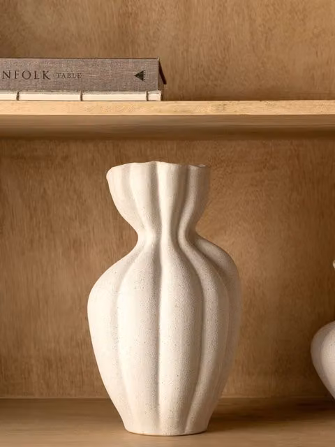 Vaso grande Capri bianco in ceramica Kenay Home H: 29,5 cm, L: 29,5 cm, P: 17,5 cm