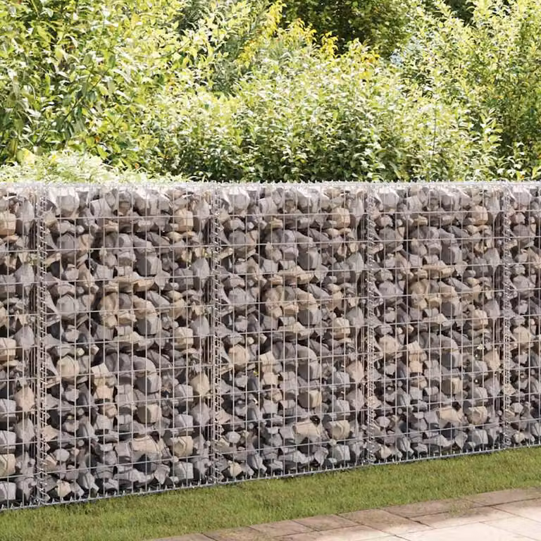 vidaXL Gabbione con Copertura in Acciaio Zincato Grigio L: 600 cm, P: 30 cm, H: 100 cm