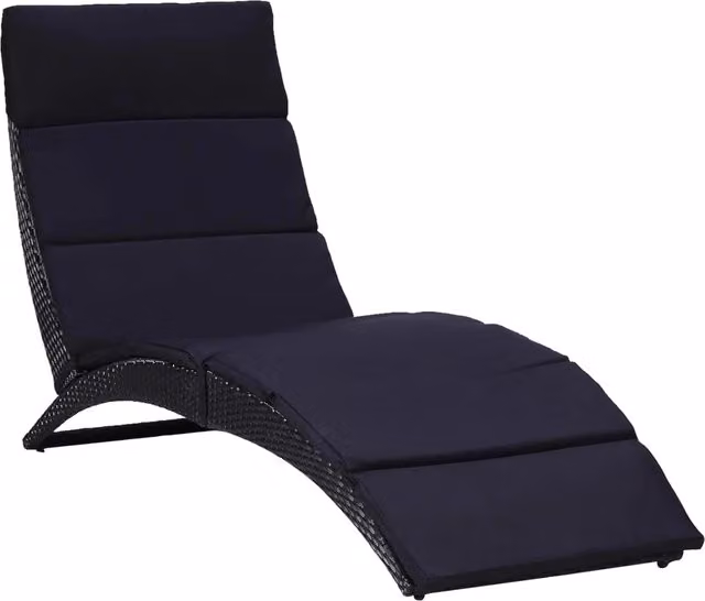 Lettino prendisole Outsunny in polyrattan nero con cuscino resistente alle intemperie per giardino e terrazzo
