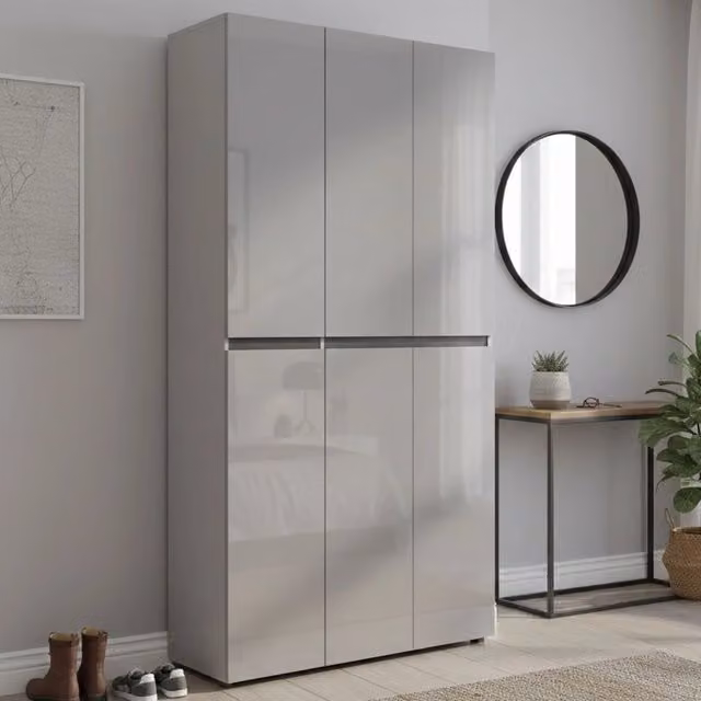 Scarpiera Diva DMORA, Armadio da ingresso moderno e multiuso, Grigio, L: 122 cm, P: 34 cm, H: 200 cm