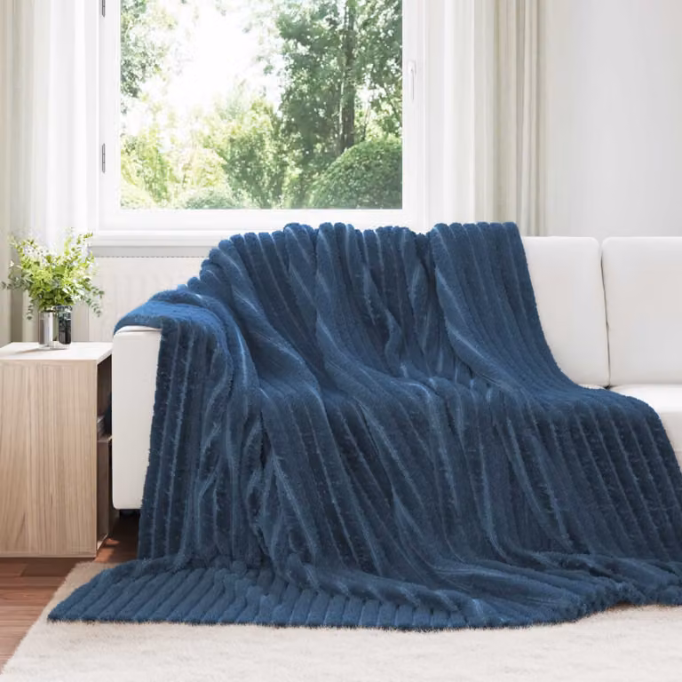 Set di 6 coperte in pile vidaXL blu, L 240 cm x P 220 cm
