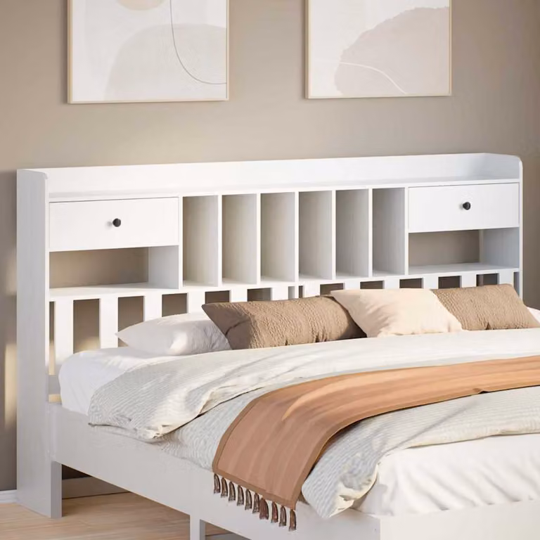 Testiera con Ripiani Bianchi vidaXL in Legno Massello di Pino per Letto 180x200 cm