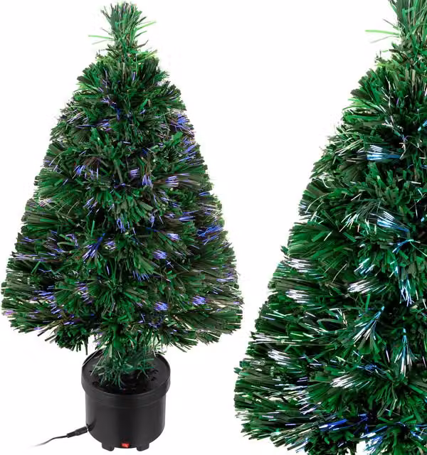 Albero di Natale a cono Casaria multicolore con 9 effetti di luce LED, Altezza: 66 cm