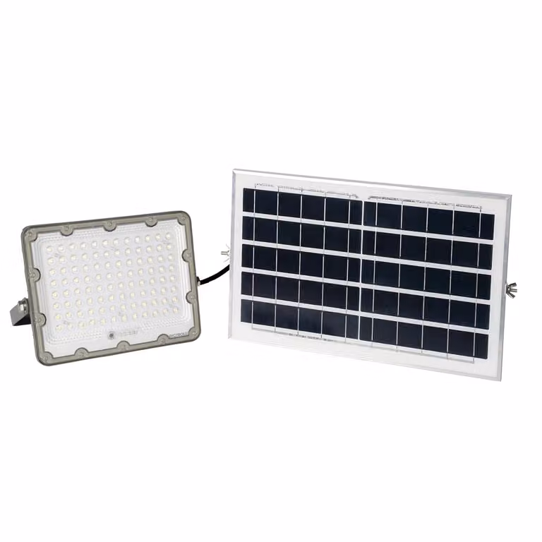 DICTROLUX Faro Solare LED da Esterno con Telecomando e Timer, Luce Naturale 4000K, 1200 Lm, 50 W, Colore Grigio