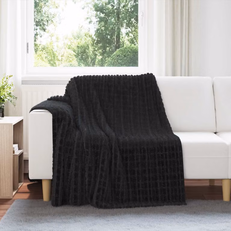 Coperta in pile vidaXL nera, morbida e facile da curare, L 200 cm x P 150 cm