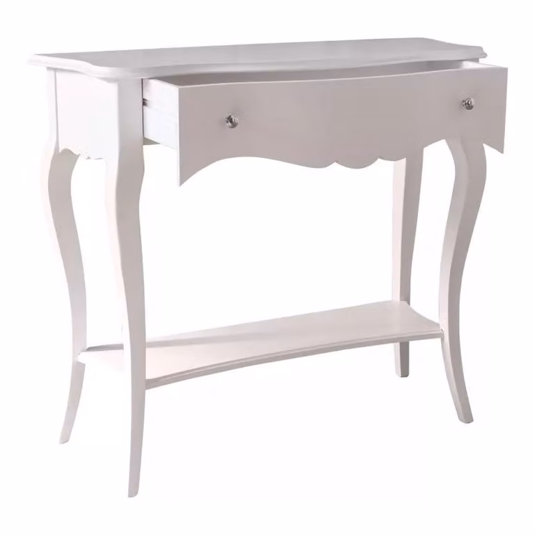 Consolle classica in legno bianco con 1 cassetto Mobili 2G L/P/H: 101 x 40 x 89 cm