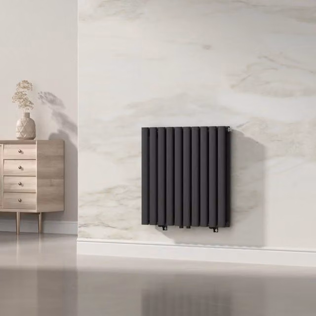 Termosifone a pannello doppio con elementi tubolari nero neu.haus L 60 cm x H 60 cm