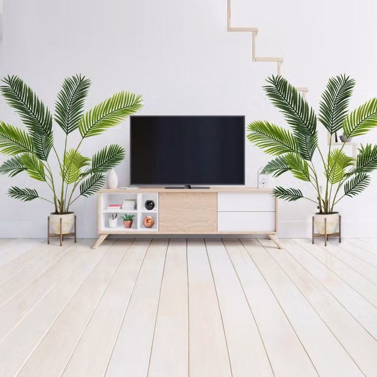 Set di 2 piante artificiali da interno Costway, palme in vaso moderne di colore verde, Altezza: 140 cm