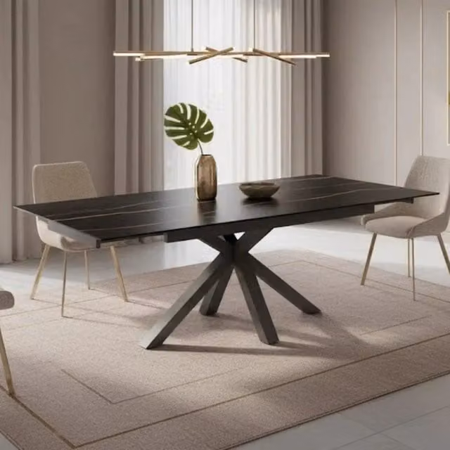 Tavolo da pranzo allungabile Guernica Duzzle in ceramica effetto marmo nero L: 160-240 cm, P: 90 cm, H: 76 cm