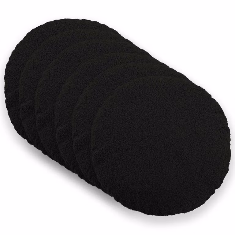 Set di 6 federe rotonde vidaXL HEERLEN in tessuto bouclé nero, Diametro: 40 cm