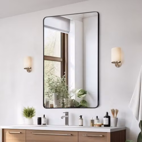 Specchio da parete VEVOR con cornice in lega di alluminio nera, modello rettangolare antigraffio e antideflagrante, L: 139,7 cm x H: 76,2 cm