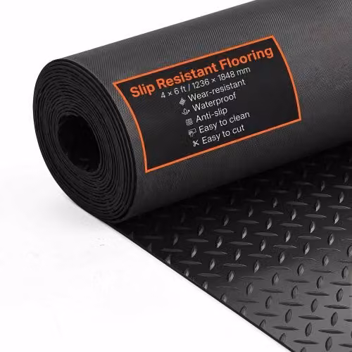 Tappeto in Gomma SBR VEVOR Nero Antiscivolo con Superficie Diamantata per Garage, Magazzini e Palestra L: 123,6 cm x P: 184,8 cm