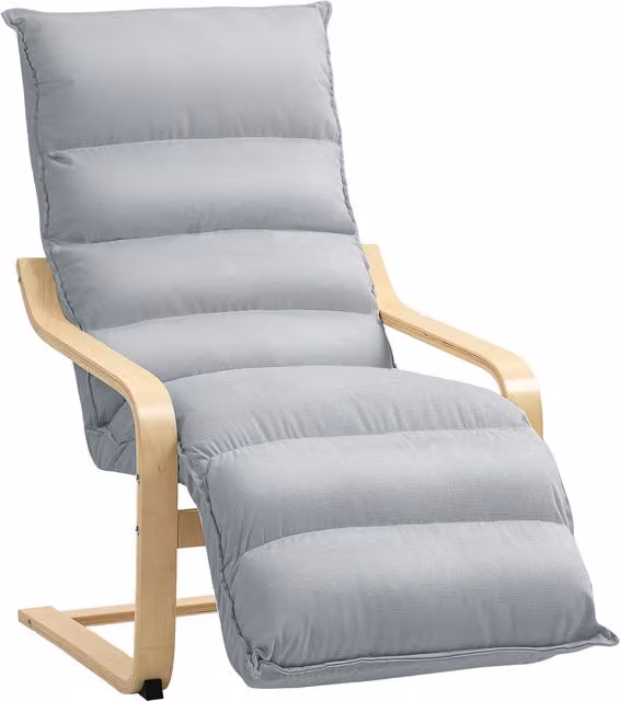Poltrona da salotto HOMCOM in velluto grigio con poggiapiedi regolabile, L: 67 cm, P: 93 cm, H: 105 cm