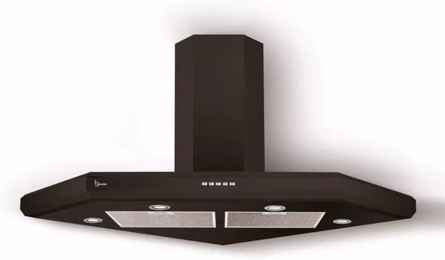 Cappa da angolo Baraldi Giovia Nero con aspirazione da 800 m3/h L/P: 100 x 100 cm