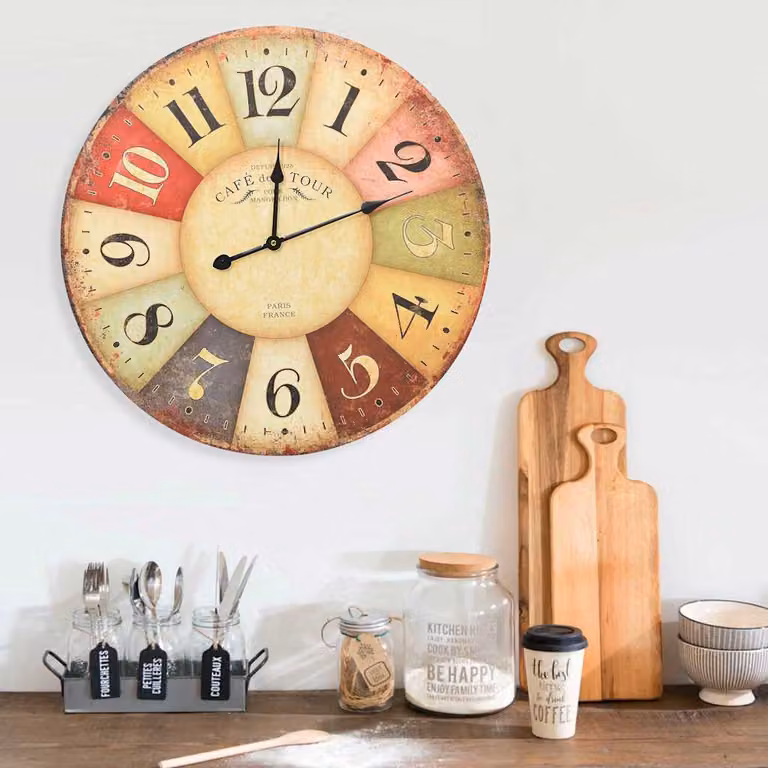 vidaXL Orologio da Parete Analogico Vintage Multicolore in Legno, Diametro: 60 cm