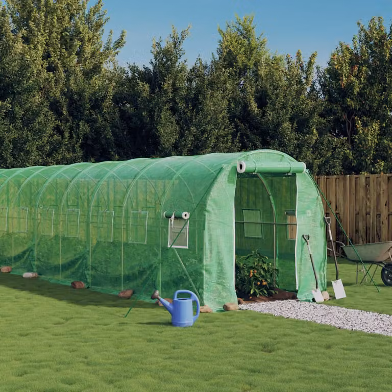 Serra vidaXL con telaio in acciaio galvanizzato verde, superficie di 16 m², L: 8 m x P: 2 m x H: 2 m