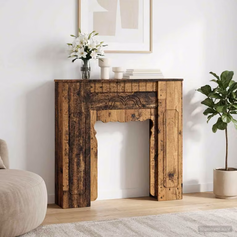 Cornice per camino vidaXL in legno color marrone, L: 93 cm, P: 20 cm, H: 89 cm