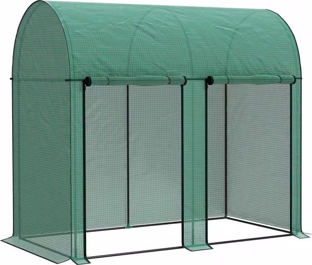 Serra da giardino Outsunny da 2 m², con 2 porte avvolgibili e copertura in PE da 140g/m² anti-UV, Verde, L: 200 cm, P: 100 cm, H: 178 cm