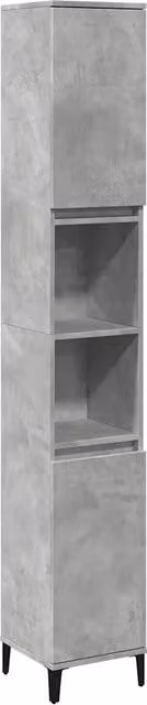 Mobile bagno industriale HELLOSHOP26 in legno grigio cemento con ante a battente e ripiani interni, sospeso, L/P/H: 30 x 30 x 190 cm