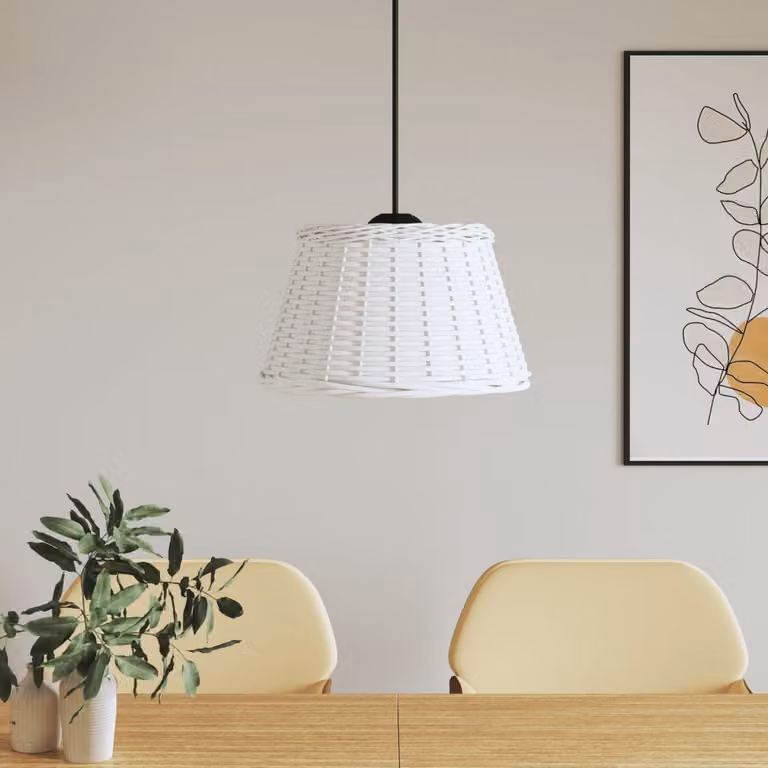 Paralume da Soffitto Round vidaXL in Vimini e Metallo Bianco Ø50 x 30 cm