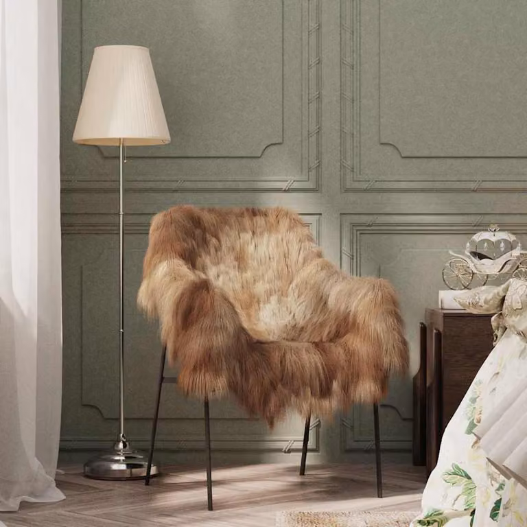 Fodera per poltrona in pelle di pecora islandese vidaXL, Marrone, 70 x 110 cm