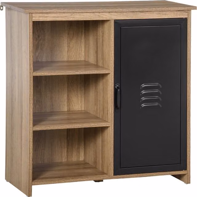 Buffet Industriale HOMCOM in Legno e Metallo con 3 Nicchie e Ante a Battente, Colore Marrone e Nero