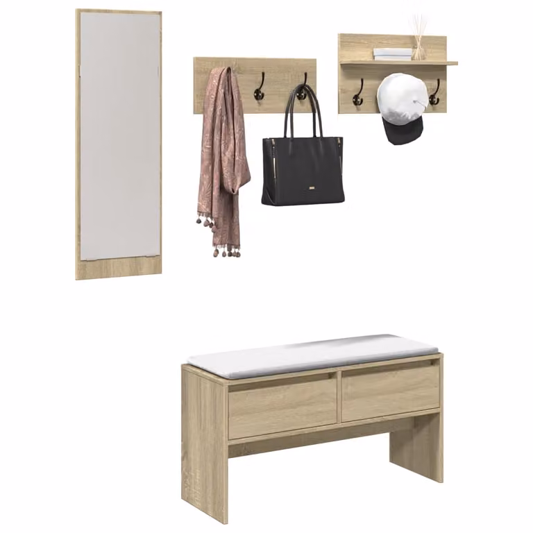 Set Mobili da Ingresso Moderno vidaXL 4 pz in Legno e Metallo Colore Marrone