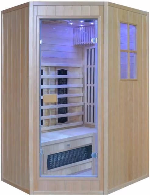 Sauna a infrarossi combinata angolare Sawo per 2 persone, colore beige, L 125 cm x P 110 cm x H 190 cm