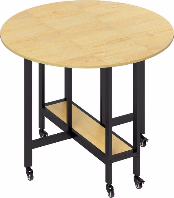 Tavolo da pranzo pieghevole HOMCOM per 2-4 persone con ruote e ripiano aperto, Rovere, L 100 x P 100 x H 75 cm
